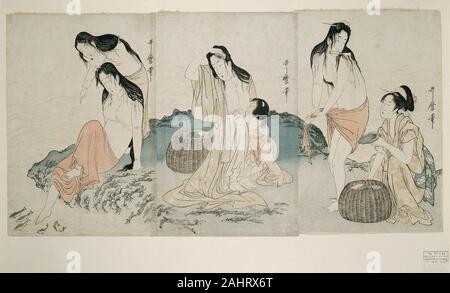 Kitagawa Utamaro. Abalone Taucher. 1792 - 1803. Japan. Farbe Holzschnitte; Oban Triptychon Stockfoto