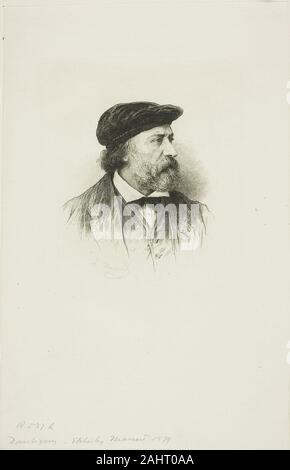 Léopold Massard. Portrait von Daubigny. 1879. Frankreich. Radierung auf Elfenbein Bütten Stockfoto