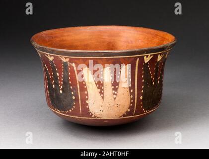 Nazca. Schüssel Darstellung abstrakte Pflanzen, wahrscheinlich Kaktus. 180 BC - 500 AD. Peruanische Südküste. Keramik- und pigment Stockfoto