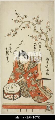 Torii Kiyomitsu I. Der Schauspieler Ichimura Uzaemon Shichijuro (X) als Senzaimaru. 1754 - 1764. Japan. Farbe holzschnitt; hosoban, benizuri-e Stockfoto