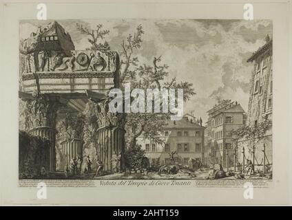 Giovanni Battista Piranesi. Blick auf den Tempel des Jupiter Tonans [Jupiter der Donnerer], von der Aussicht auf Rom. 1750 - 1759. Italien. Radierung auf schwerem Elfenbein Bütten Stockfoto