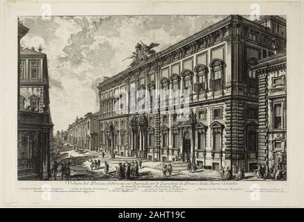 Giovanni Battista Piranesi. Blick auf den Palazzo Della Consulta auf dem Quirinal Gehäuse der Päpstlichen Sekretariat, aus Blick auf Rom. 1750 - 1759. Italien. Radierung auf schwerem Elfenbein Bütten Stockfoto