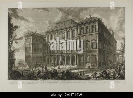 Giovanni Battista Piranesi. Blick auf den Palast des berühmten Barberini Familie auf dem Quirinal von Cavaliere Bernini entworfen, von der Aussicht auf Rom. 1750 - 1759. Italien. Radierung auf schwerem Elfenbein Bütten Stockfoto