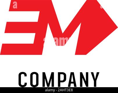 Buchstabe M Alphabetische Logo Design Vorlage, EM Abdschad, Einfach und Sauber, Rot, Pfeil Lettermark Konzept, Starke & Bold Stock Vektor