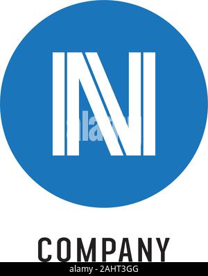 Buchstabe N Alphabetische Logo Design Vorlage, Abdschad, Einfach und Sauber, Monogramm, Blau, Weiß, abgerundet Ellipse Lettermark Logo Konzept, Starke & Bold Stock Vektor