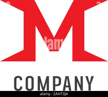 Buchstabe M Alphabetische Logo Design Vorlage, Abdschad, Einfach und Sauber, Rot, Lettermark Logo Konzept, Starke & Bold Stock Vektor