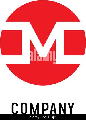 Buchstabe M Alphabetische Logo Design Vorlage, Abdschad, Einfach und Sauber, Rot, abgerundet Ellipse Lettermark Konzept, Starke & Bold Stock Vektor