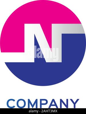Buchstabe N Alphabetische Logo Design Vorlage, Abdschad, Einfach und Sauber, Monogramm, Pink, Lila, Violett, Weiß, abgerundete Ellipse Lettermark Logo Konzept, Starke Stock Vektor