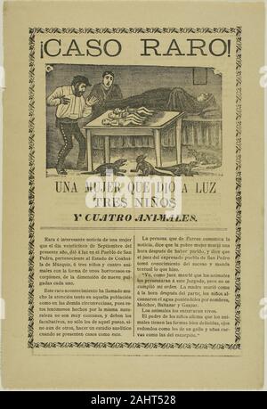 José Guadalupe Posada. Eine Frau, die gebar drei Kinder und vier Tiere. 1871 - 1913. México. Relief Radierung auf Papier Stockfoto