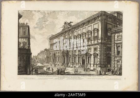 Giovanni Battista Piranesi. Blick auf den Palazzo Della Consulta auf dem Quirinal Gehäuse der Päpstlichen Sekretariat, aus Blick auf Rom. 1750 - 1759. Italien. Radierung auf schwerem Elfenbein Bütten Stockfoto