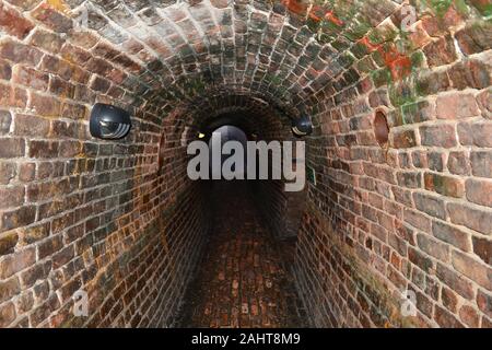 Tunnel Rekonstruktion der Viktorianischen Kanalisation im Museum von Wissenschaft und Industrie, MOSI, Manchester, UK Stockfoto