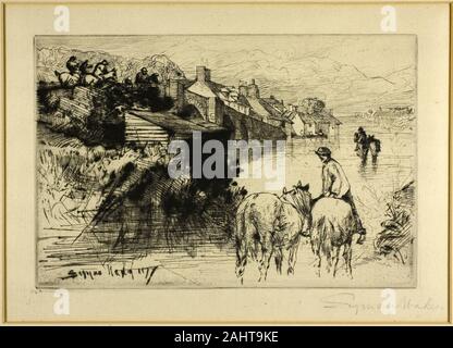 Francis Seymour Haden. Wareham Brücke. 1877. England. Kaltnadelradierung auf Kupfer auf Creme gedruckt Bütten Stockfoto