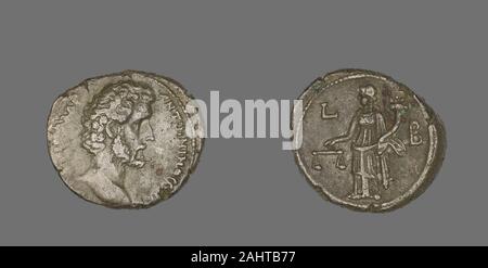 Der ägyptischen Antike. Münze Darstellung Kaiser Antoninus Pius. Anzeige 139. Ägypten. Billon Stockfoto