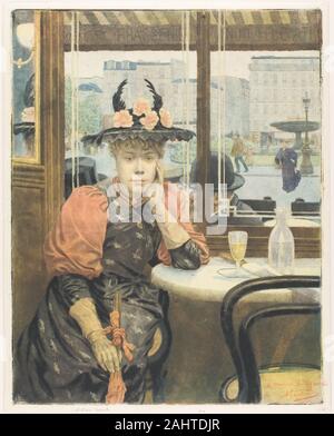 Albert-Emmanuel Bertrand. Der Absinth Trinker. 1895 - 1905. Frankreich. Ätzen in Farbe verstärkt mit Graphit, auf Elfenbein webte Papier Stockfoto