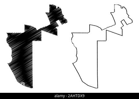 Al Rayyan (Staat Katar, Gemeinden von Katar) Karte Vektor-illustration, kritzeln Skizze Al Rayyan Karte Stock Vektor