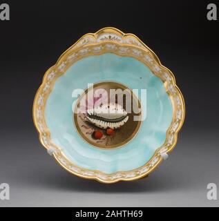 Royal Worcester Porzellan Firma (Hersteller). Platte. 1813 - 1819. Worcester. Weiche Hartporzellan mit mehrfarbigem Emaille und Vergoldung Stockfoto