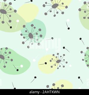 Zusammenfassung nahtlose Muster des Fliegens Löwenzahn. Stock Vektor