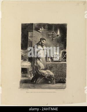 Eugène Delacroix. Faust in seiner Studie. 1828. Frankreich. Lithographie in Schwarz auf Elfenbein webte Papier Stockfoto