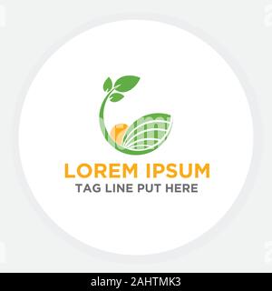 Agrar Landwirtschaft logo, Blatt- und sun Landwirtschaft logo Stock Vektor