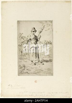 Jean François Millet. Die Spinner. 1868 - 1869. Frankreich. Radierung auf Elfenbein Bütten Stockfoto