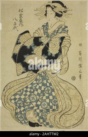 Kikukawa Eizan. Der Kurtisane Yachiyo von Matsubaya, von einer unbetitelten Serie von kurtisanen auf der Parade. 1809 - 1819. Japan. Farbe holzschnitt; Oban Stockfoto