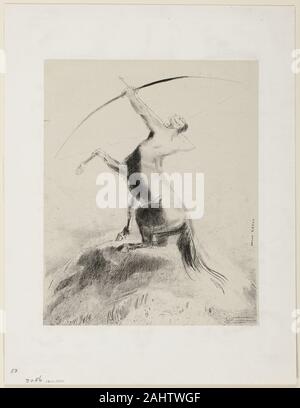 Odilon Redon. Centaur Zielen auf den Wolken. 1883. Frankreich. Lithographie in Schwarz auf hellgrau China Papier legte sich auf Elfenbein webte Papier Stockfoto