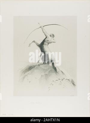 Odilon Redon. Centaur Zielen auf den Wolken. 1895. Frankreich. Lithographie gedruckt in Grün auf Creme China Papier auf Elfenbein webte Papier festgelegt Stockfoto