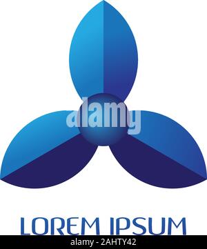 Blauer Propeller Logo Design Vorlage, industrielle Logo, Wetterhahn, Schraube, Turbine, Flug, Flugzeug Stock Vektor