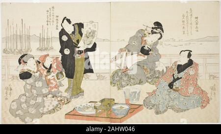 Utagawa Kunisada I (Toyokuni III). Die Schauspieler Onoe Kikugoro III, Onoe Matsutake III und Iwai Kumesaburo II. 1820 - 1830. Japan. Farbe holzschnitt; shikishiban Diptychon Stockfoto