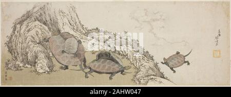 Katsushika Hokusai. Schildkröten und Pflaume. 1790 - 1817. Japan. Farbe holzschnitt; ebangire, surimono Stockfoto