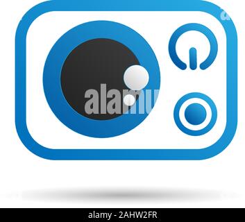 Eye Kamera Logo Design Vorlage, Cartoon Logo Konzept, Vektor Symbol, Blau, Schwarz Stock Vektor