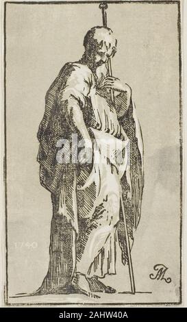 Conte Antonio Maria Zanetti, der Ältere. St. Jakobus Major. 1740. Italien. Chiaroscuro Holzschnitt in Schwarz und Grau auf Elfenbein Bütten Stockfoto