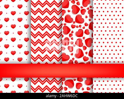 Einstellen der Valentinstag nahtlose Muster Hintergrund Vektor Stock Vektor