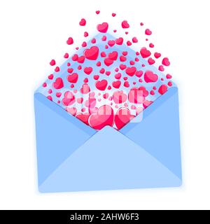 Valentines Tag Karte mit Umschlag und rosa Herzen Vector Stock Vektor