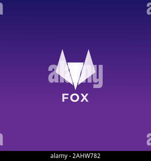 Silver Fox Head Logo Design Vorlage, mettalic Logo Konzept, Illustration, scharfe Gesicht, wilde Tiere, Maskottchen, Vektor-EPS 10. Stock Vektor
