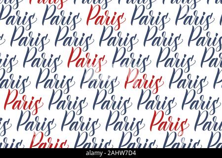 Nahtlose Muster der modernen Pinsel Kalligraphie Paris isotated auf einem weißen Hintergrund. Vector Illustration. Stock Vektor