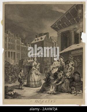 William Hogarth. Morgen, Platte aus der vier Mal am Tag. 1738. England. Ätzen und Gravieren in Schwarz auf Creme Bütten Stockfoto