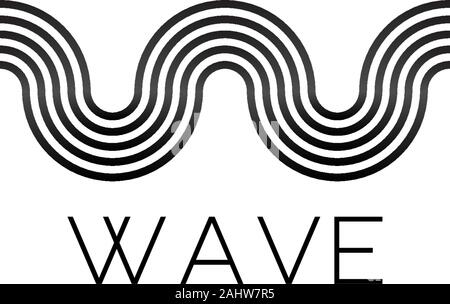 Buchstabe W Alphabet Company Logo Design Template, Wave Flow Logo Design Konzept, Schwarze und Weiße, Audio Spectrum, Equalizer, Audiophile Stock Vektor