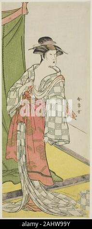 Katsukawa Shunjô. Der Schauspieler Segawa Kikunojo als Kurtisane im Sommer Kleidung. 1780 - 1784. Japan. Farbe holzschnitt; hosoban Stockfoto