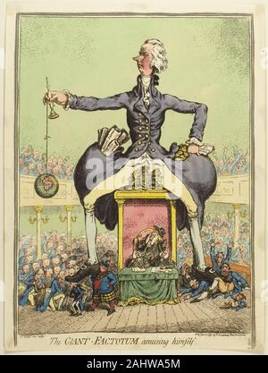 James Gillray. Die riesigen faktotum unterhalten sich. 1797. England. Handcolorierte Radierung auf Papier Stockfoto