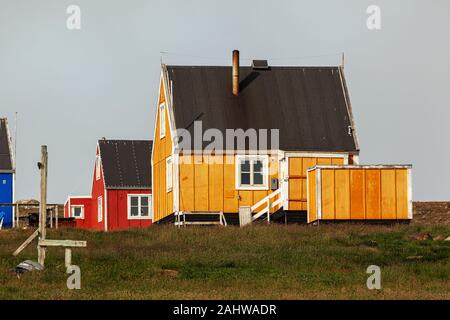 Traditionelle Holzhäuser in Upernavik, Grönland Stockfoto