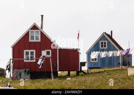 Traditionelle Holzhäuser in Upernavik, Grönland Stockfoto