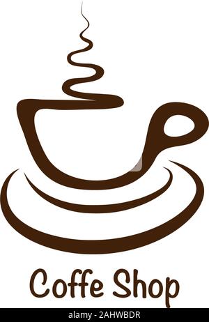 Coffee Shop Logo Design Vorlage, minimale Logo Konzept, einfaches Logo Illustration, Schale Vektorsymbol, Trinken Rauch dargestellt, Vector EPS 10. Stock Vektor