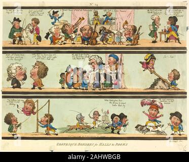 Thomas Rowlandson. Groteske Grenzen für Hallen & Zimmer. 1799. England. Ätzen in Schwarz, mit farbigen Ergänzungen, auf Creme webte Papier Stockfoto