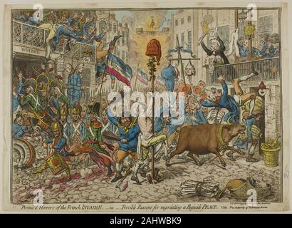 James Gillray. Promis "Schrecken der französischen Invasion. 1796. England. Handcolorierte Radierung auf Papier Stockfoto