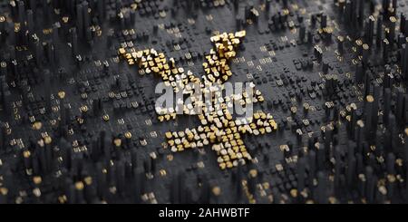 3D-Darstellung. Abstrakte Digitale Yen Zeichen Stockfoto