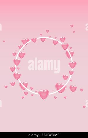 3D-Vektor saint Valentinstag rosa Herzen und roten Punkte Banner oder Karte auf hellen Hintergrund. Plakat und Einladung Stock Vektor