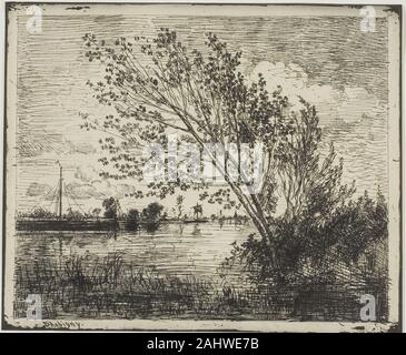 Charles François Daubigny. Büschel der Erlen. 1862. Frankreich. Cliché-verre auf Elfenbein Fotopapier Stockfoto