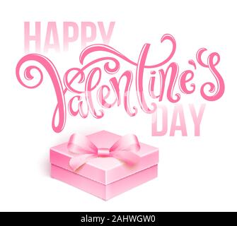 Poster mit Mit handgezeichneten Schriftzug, Happy Valentines Day, Vektor, Abbildung Stock Vektor