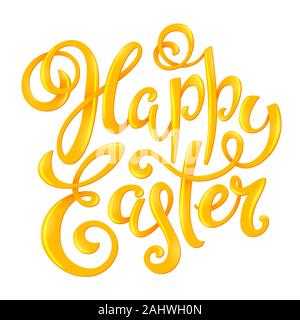 Frohe Ostern poster Mit handgezeichneten Schriftzug, Vektor, Abbildung Stock Vektor